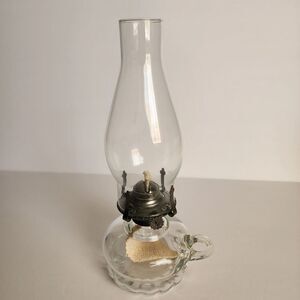 Lamplight Farms Oil Lamp Hurricane Lamp Clear Glass with Pewter